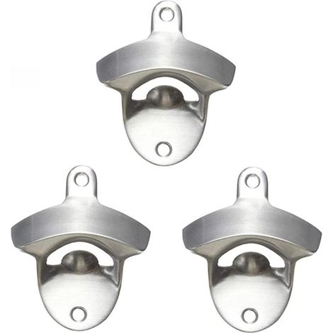 Lot de 3 décapsuleurs muraux en acier inoxydable style vintage pour restaurant, appartement, cuisine, bar (1/2)