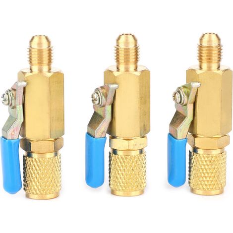 R12/R134/AR410 ball valve, refrigerant adapter switch for 1/4 SAE male/female (1/4" BV1414FM), 3 pieces (1/5)