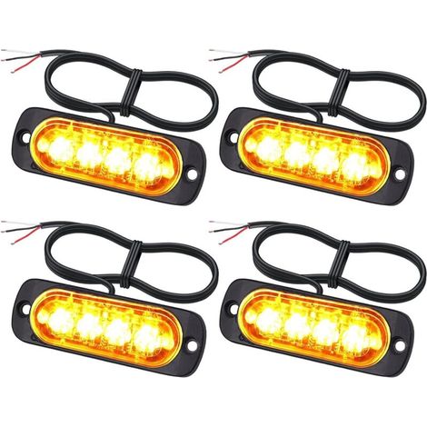 Feux de pénétration LED 12/24V – Gyrophare orange étanche IPX-4 – 18 modes clignotement – Pour véhicules d'urgence et chariots à fourche