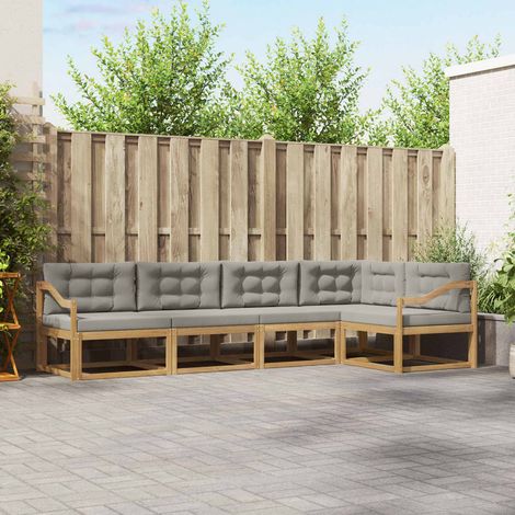 vidaXL Outdoor-Sofagarnitur 4 pcs Weiß und Hellgrau Polyester (1/5)