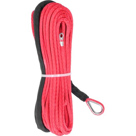Câble de treuil 4,8 mm x 15 m en fibre synthétique, résistance à la rupture de 2500 kg, étanche, pour remorques VTT/SSV, rouge (1/5)
