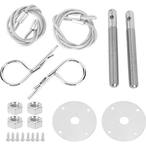 Kit de Loquet de Capot Moteur Universel Argent (1/5)