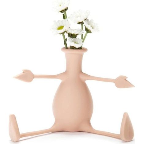 Petit vase personnage - Florino - Silicone - Rose pêche - Posé ou accroché (1/4)
