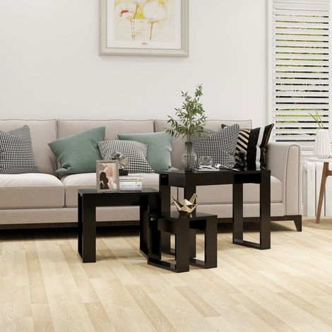 Tables gigognes 3 pcs Noir Bois d'ingénierie vidaXL