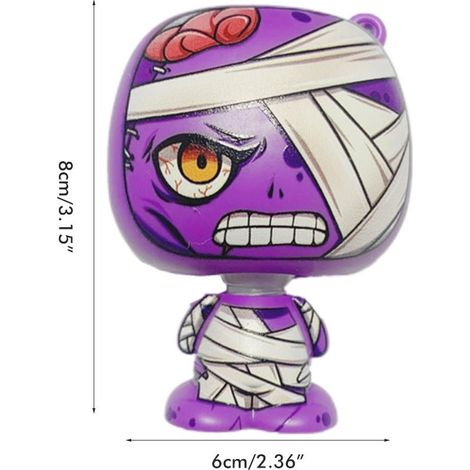 Figurine d'horreur cartoon à tête secouante, jouet avec lumière LED, ornement voiture, décoration tableau de bord, déco Halloween (1/5)
