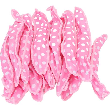 Lot de 20 bigoudis à pois en forme de fleur de poirier, bigoudis de nuit en forme de fleur de poirier, bandes éponge à friser en forme de fleur de poirier, bigoudis magiques oreilles de lapin, rose (1/5)