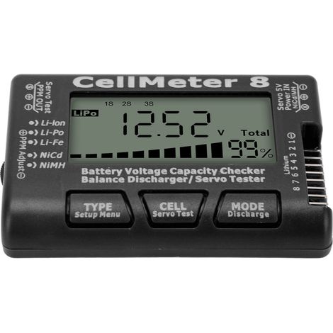 Digitaler Akku-Kapazitätsprüfer, -Tester, -Detektor, -Akku-Balancer, -Entlader, Servo-Tester für LiPo-Akkus, Schwarz (1/5)