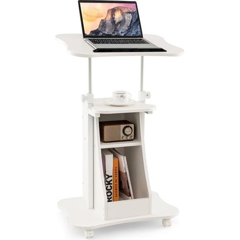 COSTWAY Movable Laptop Table Height Adjustable Computer Workstation W/Storage