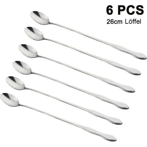 Juego de cucharas largas para bebidas, 6 piezas, 20 cm, cucharas de cóctel, aptas para lavavajillas, cucharas, HM-03676