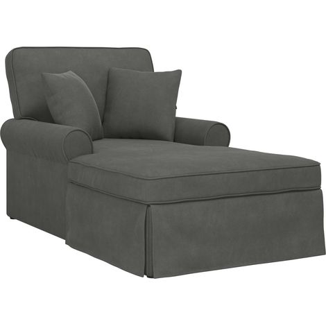 Chaise Lounge with Skirt 3 pcs Dark Grey Corduroy Fabric vidaXL