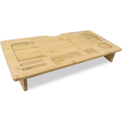 Organizador mesa de madera multifuncional con soporte para ordenador 60x30xH8 cm (1/5)