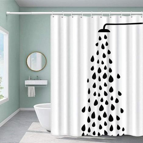 Rideau de douche, rideaux de douche en tissu 180x180, résistant à la moisissure et imperméable avec crochets, rideau de douche pour salle de bain (1/3)