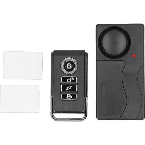 Alarma de vibración inalámbrica con control remoto, 108 dB, 10 niveles de sensibilidad ajustable, alarma antirrobo para bicicletas y puertas. (1/5)