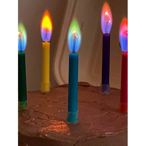 12 bougies d'anniversaire à flamme colorée, flamme et couleur de bougie assorties, parfaites pour les photos de fête d'anniversaire, bougies de célébration (1/5)