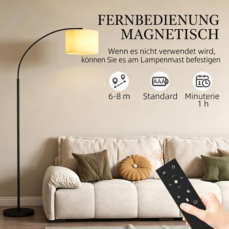 Lampe sur pied moderne en arc avec télécommande, lampadaire élégant design, éclairage de salon (sans ampoule ni batterie, télécommande incluse) (1/5)