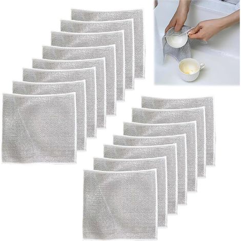 Lot de 15 Torchons en Fil Métallique - Tampons à Récurer Anti-Rayures, Pour Vaisselle et Casseroles, 20x20cm (1/5)