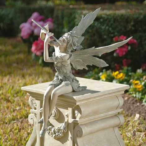 Adorno de hada tocando la flauta, decoraciones creativas de resina, decoraciones de jardín y de granja, decoraciones de mesa
