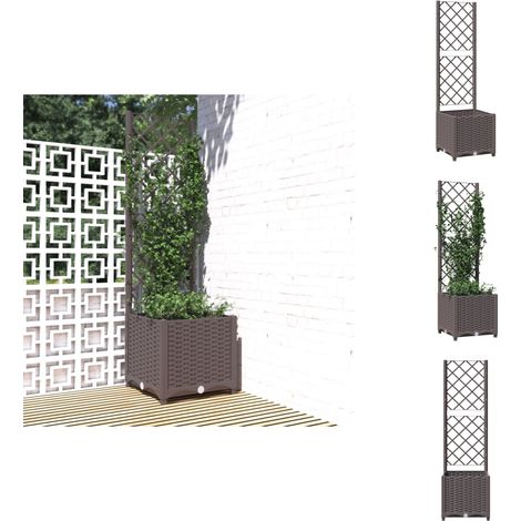 Pflanzkübel mit Rankgitter Braun 40x40x136 cm PP - Blumentopf - Kübel - Rankgitter - Gartendekoration - Polypropylen Topf (1/5)