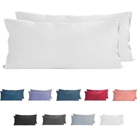 Komfortec Set di 2 federe in 100% cotone 40 x 80 cm, federa in jersey super morbido di alta qualità 150 g/m², federa per cuscino, bianca, federa kmf jersey 40x80 bianca (1/4)