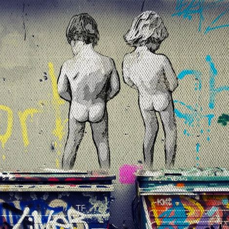 Pissing - Quadro Canvas Contemporaneo su telaio in legno - Misura: 140x100 cm (1/4)