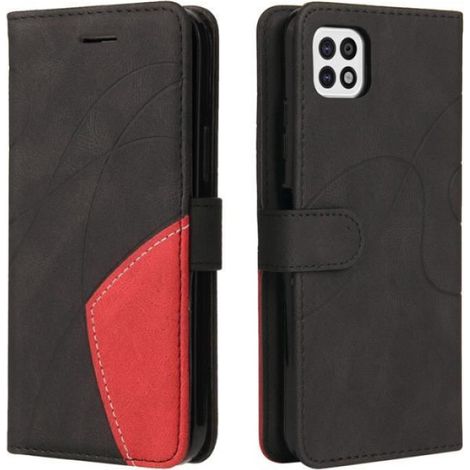 Coque pour Samsung Galaxy A22 5G 6.6", noir Housse Style rétro givré étui PU Cuir Protecteur fente carte Flip Stand KTJPMI (1/4)