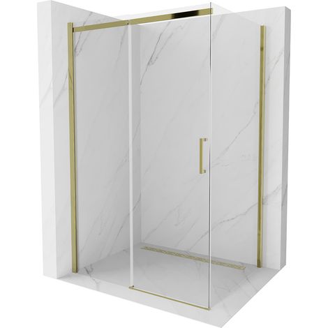 Mexen Omega cabine de douche coulissante 140 x 90 cm, transparente, dorée - 825-140-090-50-00 (1/5)
