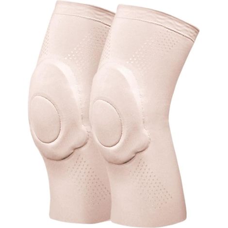 Genouillère Genouillère de Sport, Danse, Volley-Ball, Yoga, Sangle de Soutien médial, Protection Contre la Compression en Silicone, Protection du Genou(Knee Pads Beige,S)
