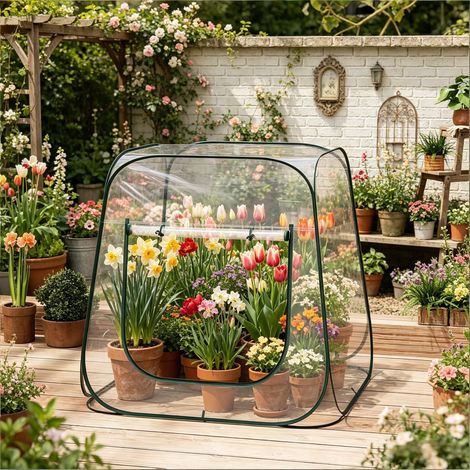 Serre miniature, fermeture éclair en forme de U, conception pop-up, tente de culture pour plantes, protection optimale des plantes (serre uniquement). (1/5)