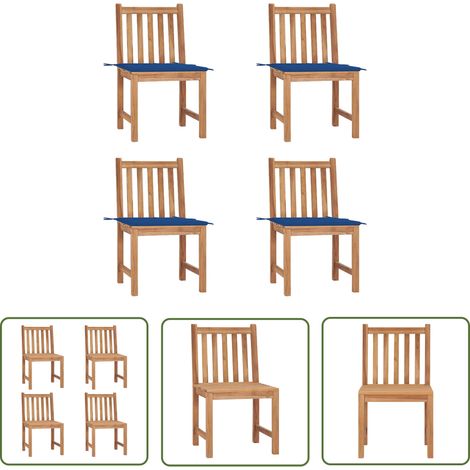 The Living Store Gartenstühle 4 Stk. mit Kissen Massivholz Teak - Gartenstühle - Teakholzmöbel - Outdoormöbel - Balkonmöbel - Terrassenmöbel (1/5)