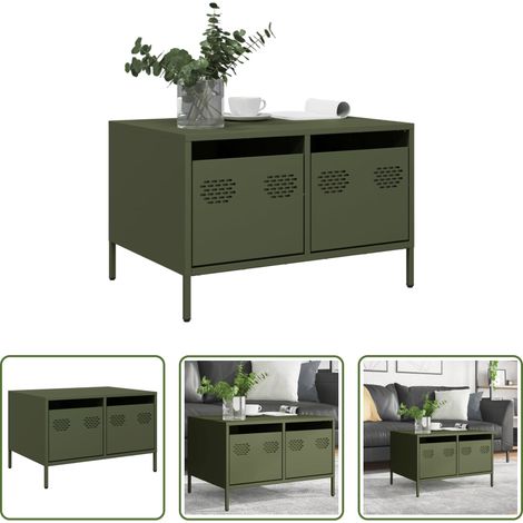 Meuble tv vert olive - Meuble TV vert olive 68x50x43,5 cm acier laminé à froid (1/5)