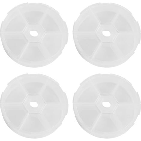 Caja organizadora de joyas redonda y transparente, 4 piezas, organizador de joyas de plástico para pulseras y pendientes, 6 compartimentos para el hogar y la oficina, 3,15 x 3,15 x 0,79 pulgadas (1/5)
