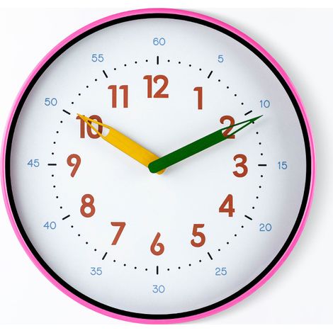 30cm Pink Creative Wooden Pen Hand Clock Wall Mounted Home Simple Modern Quartz Clock