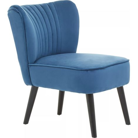 Interiors by Premier Blue Velvet Chair, Curved Back Accent chair, Easy to Assemble Borg Chair, Comfy Office Chair (1/8)