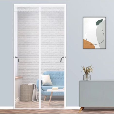 Magnetic Fly Screen Door 120x220cm, Ultrafine Mesh Magnetic Curtain with Automatic Closing, Suitable for Balcony, Basement and Terrace Doors, White (1/5)