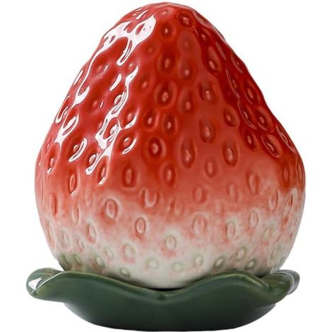 Boîte à thé en céramique avec imitation fraise et couvercle, boîte de rangement en céramique pour café, boîte à grains de café, 9x7cm, 150ml (1/5)