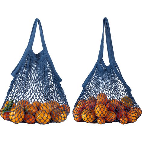 [Lot de 2] Sacs à provisions en filet, sacs à fruits et légumes réutilisables, sacs fourre-tout en filet avec anses longues et courtes (1/4)