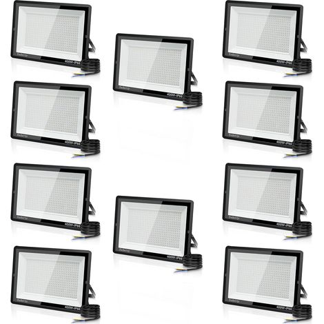10PCS 400W Projecteur LED Extérieur, Spot LED Exterieur 40000LM Super Lumineux 6500K Blanc Froid Éclairage de Sécurité Extérieur IP66 Imperméable pour Garage Jardin Terrasse Parking