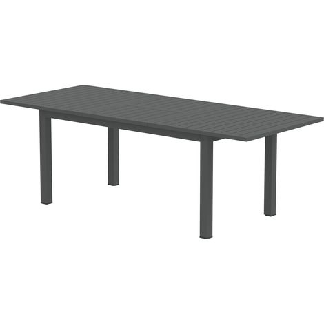 Gartentisch Erweitert Aluminium 160/220x90 cm Wetterfest Balkontisch, rutschfest Buffettisch Campingtisch für 6-8 Personen, Outdoor Essisch für Garten, Terrasse Balkon Grau Aosom