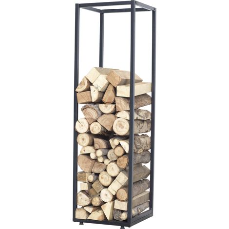 Kaminholzregal Tornved Stahl 35x35x120 cm Schwarz [en.casa]