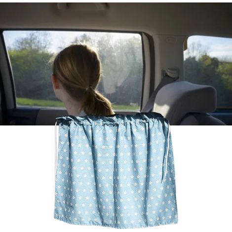 Rideau de voiture à ventouses, pare-soleil, motif dessin animé, protection solaire, isolation, rideau latéral, bleu à petites fleurs (1/5)