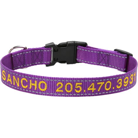 Collier d'identification pour chien personnalisé, brodé avec le nom de l'animal et numéro de téléphone, ajustable et résistant pour tous types de chiens (1/5)