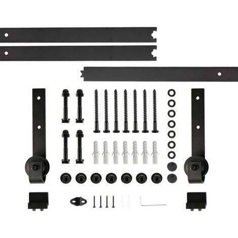 Rail Suspendu de Porte Coulissante - Tringle 244cm - Système de Voie Industriel Roue de Poulie (1/5)