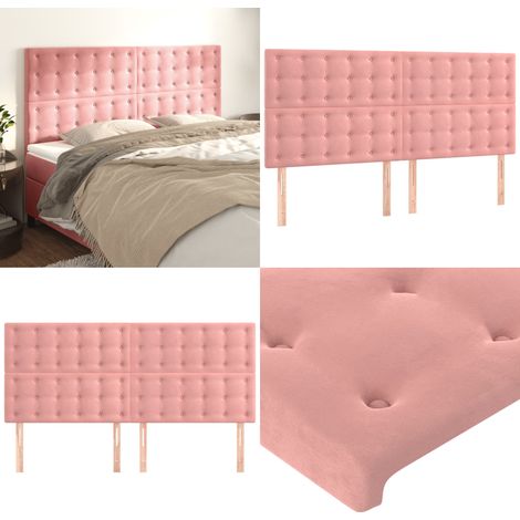 Testiera Rosa 180x5x118/128 cm Velluto - Testiera letto in velluto - Testiera letto regolabile