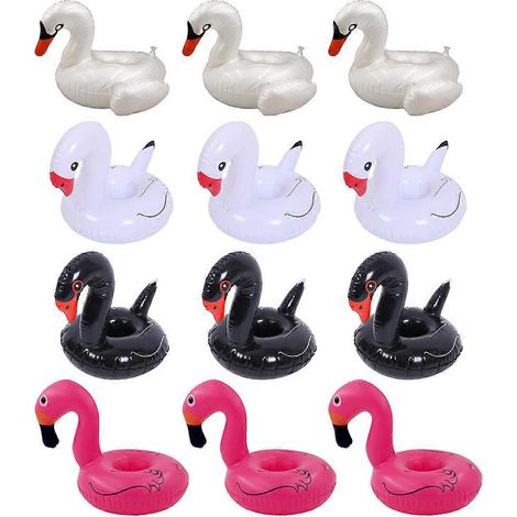 Lot de 12 porte-gobelets gonflables pour piscine, flotteurs et sous-verres pour s'amuser dans l'eau lors de fêtes aquatiques - Style 3 (1/5)