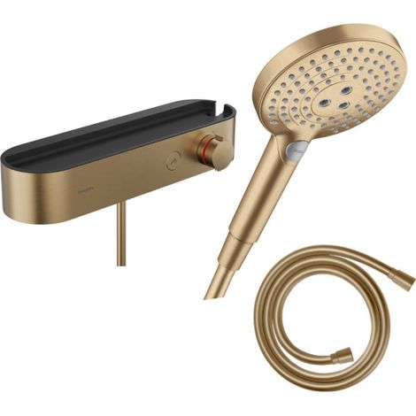 Set de ducha termostática HANSGROHE ShowerTablet Select + Flexo Isiflex + Teleducha Raindance Select S (3 tipos de chorro) – Bronce cepillado (1/5)