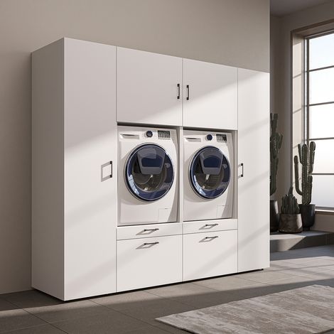 Roomart Waschmaschinen-Doppelschrank 224 cm, Weiß