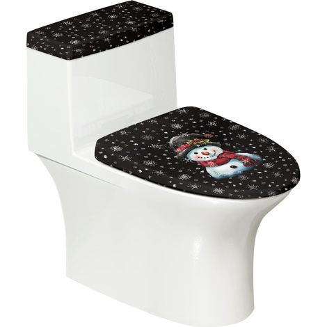 Housse De Couvercle De Chasse D Eau - Housse De Cuvette Et Housse De Reservoir - Motif Bonhomme De Neige Noel - Polyester - 2 Pieces (1/5)
