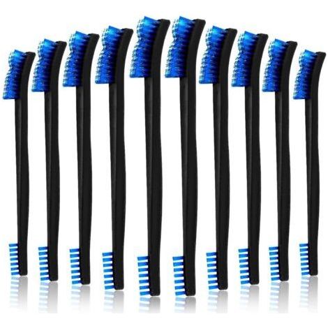PA 10-teiliges doppelseitiges Waffenreinigungsbürsten-Set, kleine Edelstahldraht-Fugenbürsten, Mini-Allzweck-Reinigungsbürste (blau) (1/5)