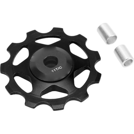 Galet de dérailleur arrière 11 dents en alliage d'aluminium, conception creuse, support robuste, roulement intégré, guide-galet noir (1/5)