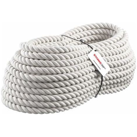 Seilwerk STANKE Baumwollseil 20mm x 25m, 3-schäftig gedreht - Seil 20mm, Handlaufseil, Absperrseil, Seil für Deko, Prallschutz - 100% natürliche Baumwolle, formstabil, saugfähig, wird nicht hart (1/5)